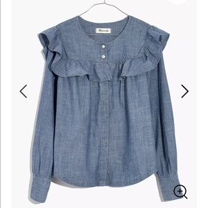 Madewell ruffled chambray top